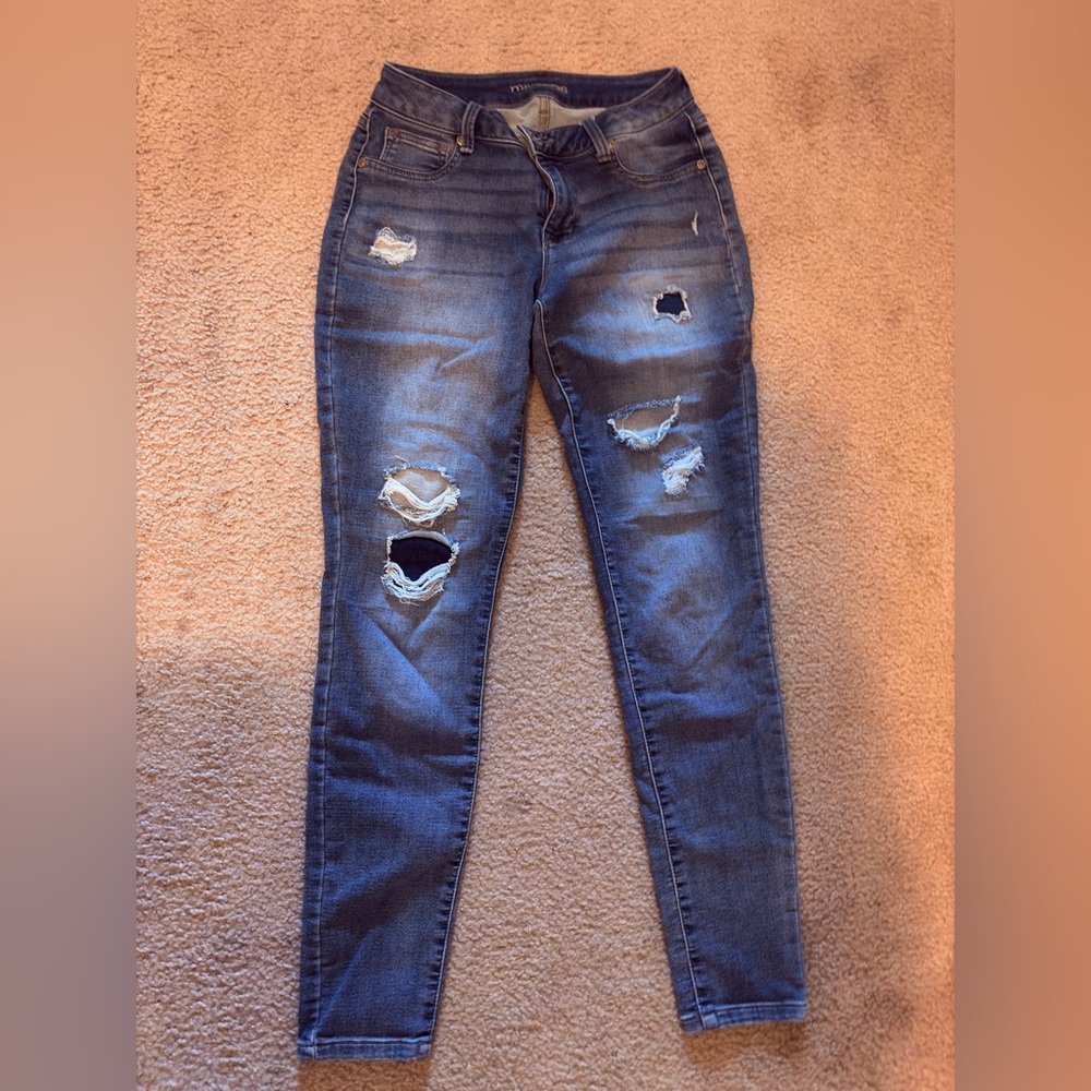 Maurices Blue Skinny Distressed Jeans